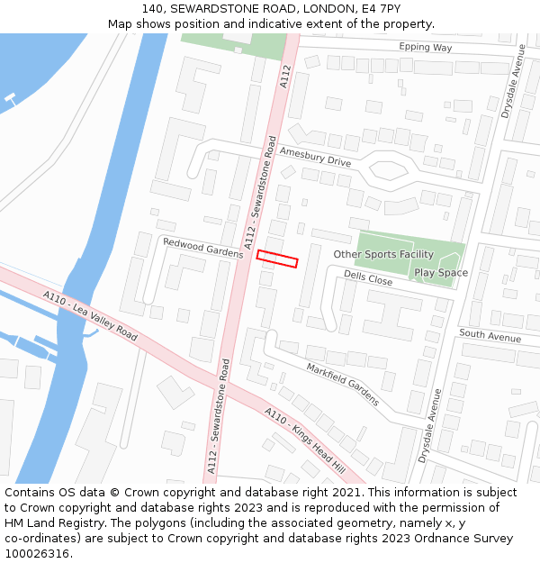 140, SEWARDSTONE ROAD, LONDON, E4 7PY: Location map and indicative extent of plot