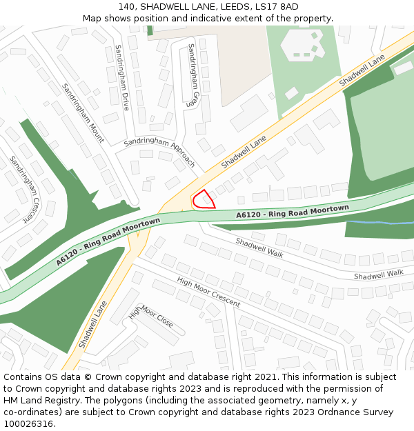 140, SHADWELL LANE, LEEDS, LS17 8AD: Location map and indicative extent of plot