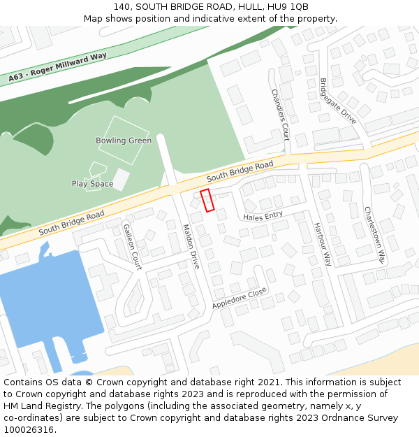 140, SOUTH BRIDGE ROAD, HULL, HU9 1QB: Location map and indicative extent of plot