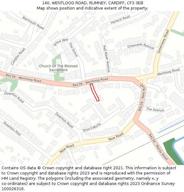 140, WENTLOOG ROAD, RUMNEY, CARDIFF, CF3 3EB: Location map and indicative extent of plot