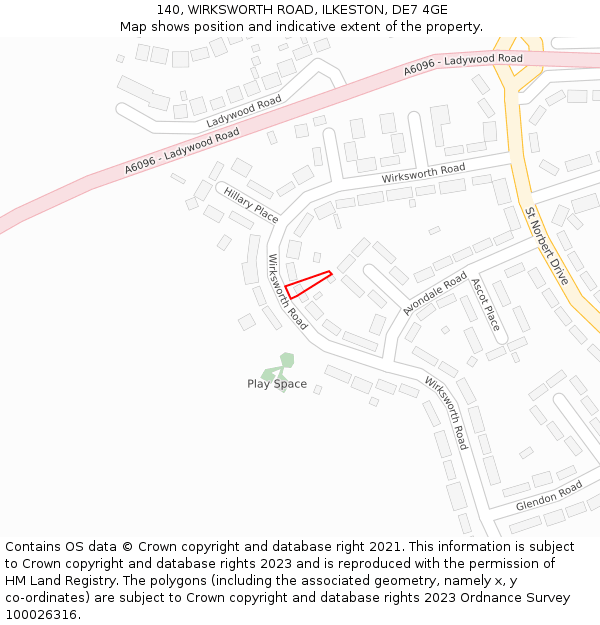 140, WIRKSWORTH ROAD, ILKESTON, DE7 4GE: Location map and indicative extent of plot