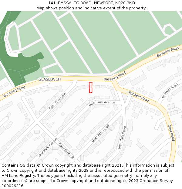 141, BASSALEG ROAD, NEWPORT, NP20 3NB: Location map and indicative extent of plot