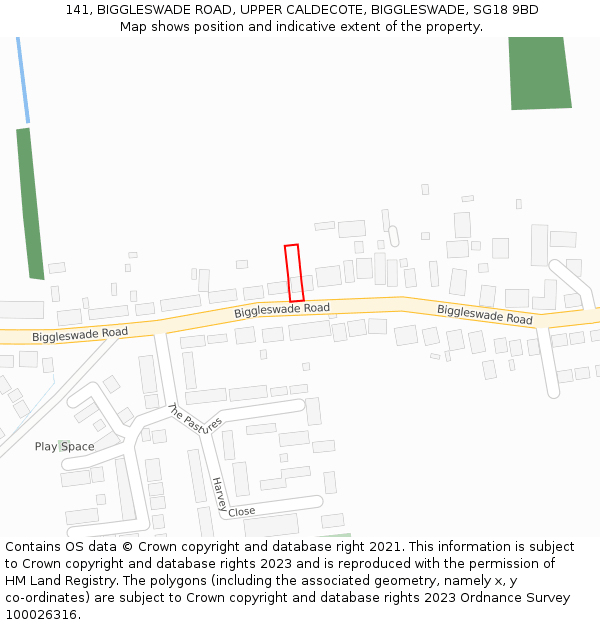141, BIGGLESWADE ROAD, UPPER CALDECOTE, BIGGLESWADE, SG18 9BD: Location map and indicative extent of plot