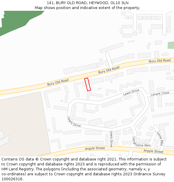 141, BURY OLD ROAD, HEYWOOD, OL10 3LN: Location map and indicative extent of plot