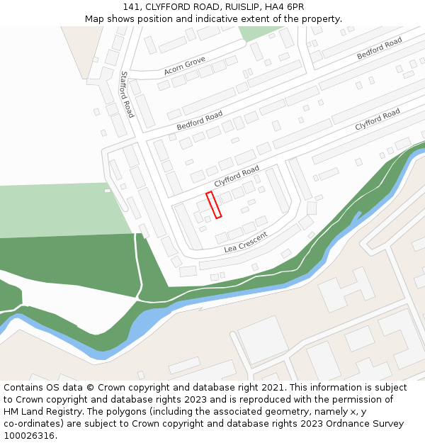 141, CLYFFORD ROAD, RUISLIP, HA4 6PR: Location map and indicative extent of plot