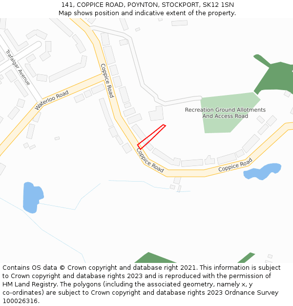 141, COPPICE ROAD, POYNTON, STOCKPORT, SK12 1SN: Location map and indicative extent of plot