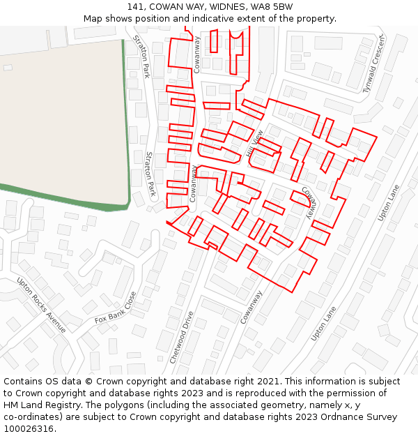 141, COWAN WAY, WIDNES, WA8 5BW: Location map and indicative extent of plot