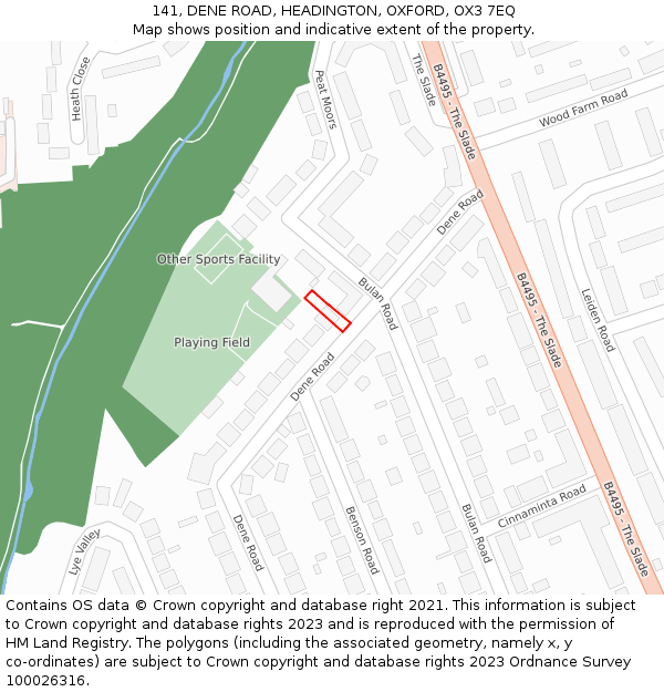 141, DENE ROAD, HEADINGTON, OXFORD, OX3 7EQ: Location map and indicative extent of plot