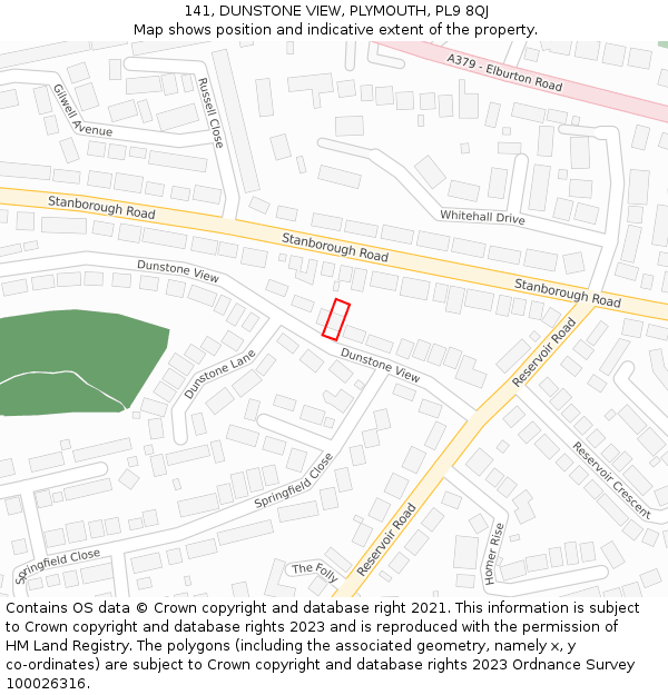 141, DUNSTONE VIEW, PLYMOUTH, PL9 8QJ: Location map and indicative extent of plot
