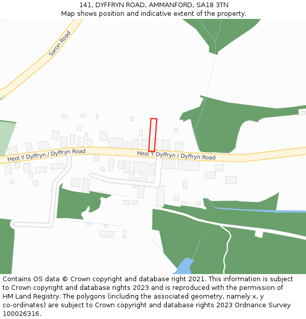 141, DYFFRYN ROAD, AMMANFORD, SA18 3TN: Location map and indicative extent of plot