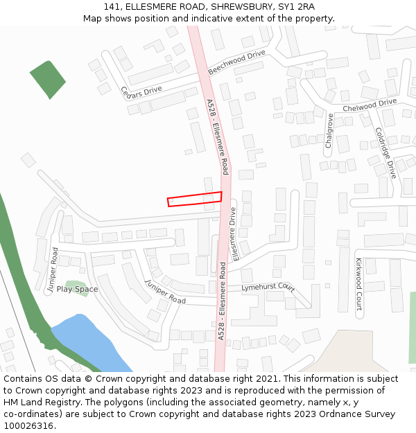 141, ELLESMERE ROAD, SHREWSBURY, SY1 2RA: Location map and indicative extent of plot