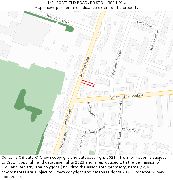 141, FORTFIELD ROAD, BRISTOL, BS14 9NU: Location map and indicative extent of plot