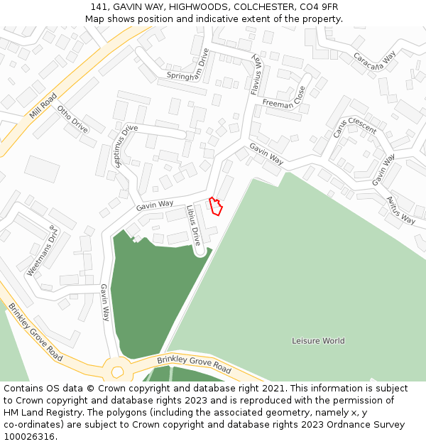 141, GAVIN WAY, HIGHWOODS, COLCHESTER, CO4 9FR: Location map and indicative extent of plot