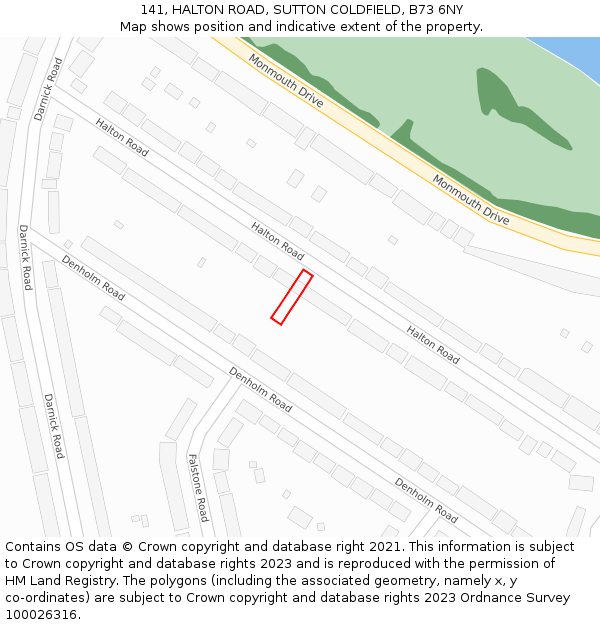 141, HALTON ROAD, SUTTON COLDFIELD, B73 6NY: Location map and indicative extent of plot