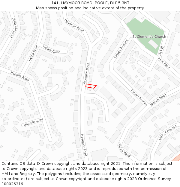 141, HAYMOOR ROAD, POOLE, BH15 3NT: Location map and indicative extent of plot