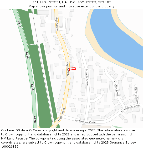 141, HIGH STREET, HALLING, ROCHESTER, ME2 1BT: Location map and indicative extent of plot