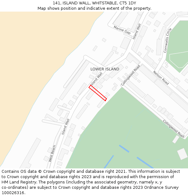 141, ISLAND WALL, WHITSTABLE, CT5 1DY: Location map and indicative extent of plot