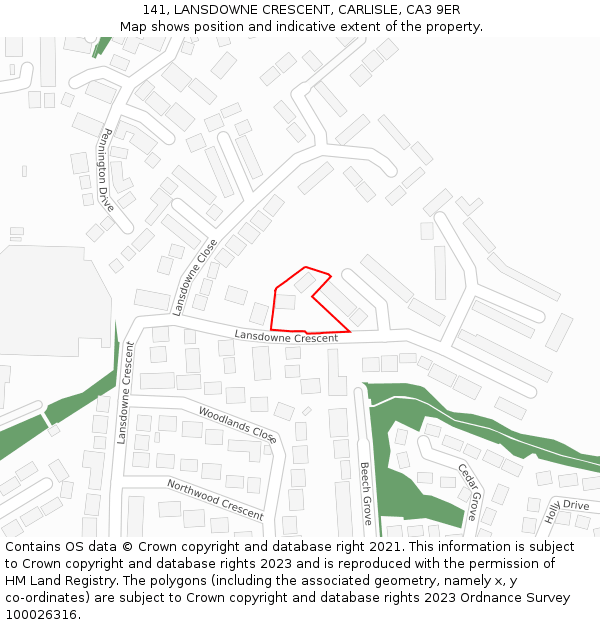 141, LANSDOWNE CRESCENT, CARLISLE, CA3 9ER: Location map and indicative extent of plot