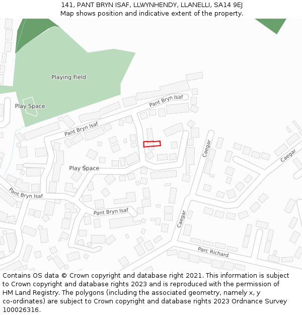 141, PANT BRYN ISAF, LLWYNHENDY, LLANELLI, SA14 9EJ: Location map and indicative extent of plot