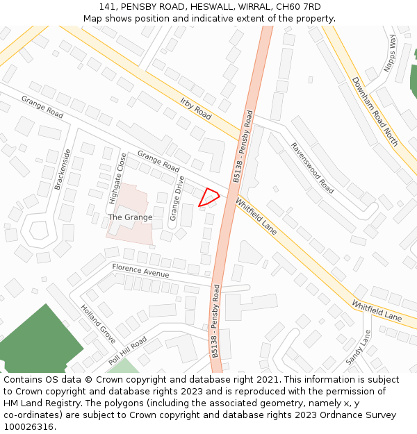 141, PENSBY ROAD, HESWALL, WIRRAL, CH60 7RD: Location map and indicative extent of plot