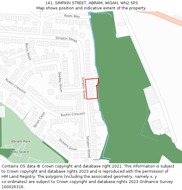 141, SIMPKIN STREET, ABRAM, WIGAN, WN2 5PS: Location map and indicative extent of plot