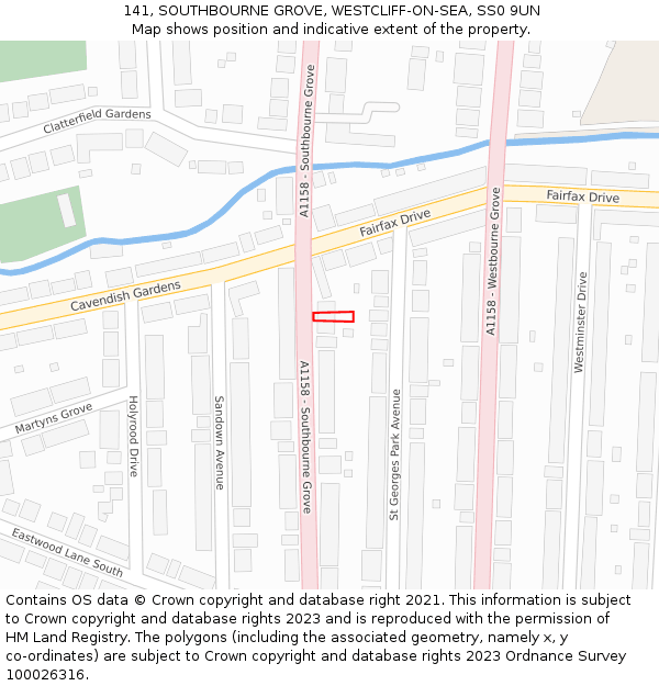 141, SOUTHBOURNE GROVE, WESTCLIFF-ON-SEA, SS0 9UN: Location map and indicative extent of plot