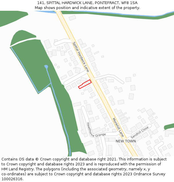 141, SPITTAL HARDWICK LANE, PONTEFRACT, WF8 1SA: Location map and indicative extent of plot