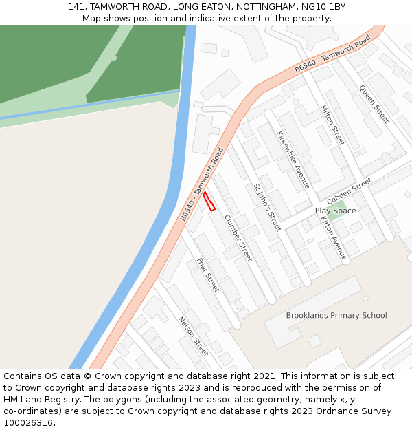 141, TAMWORTH ROAD, LONG EATON, NOTTINGHAM, NG10 1BY: Location map and indicative extent of plot