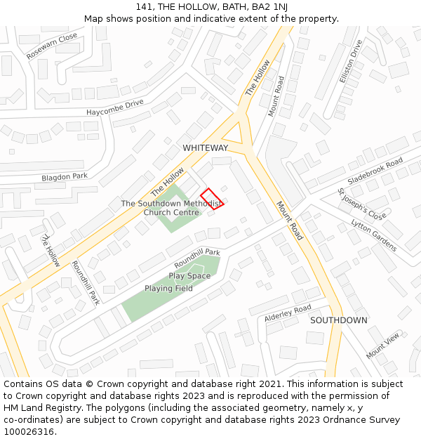 141, THE HOLLOW, BATH, BA2 1NJ: Location map and indicative extent of plot