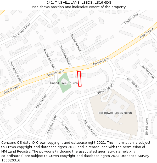 141, TINSHILL LANE, LEEDS, LS16 6DG: Location map and indicative extent of plot