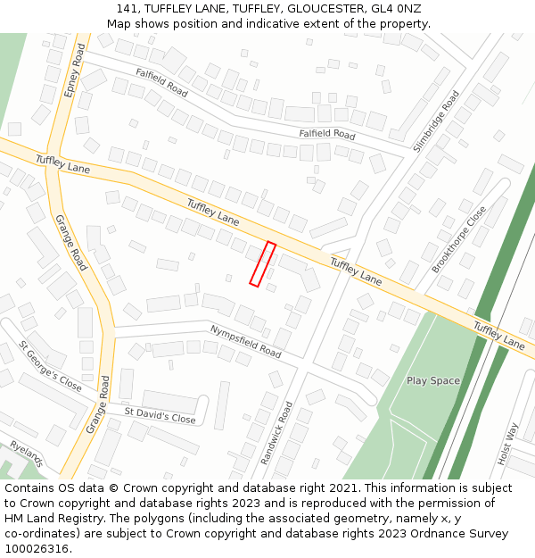 141, TUFFLEY LANE, TUFFLEY, GLOUCESTER, GL4 0NZ: Location map and indicative extent of plot