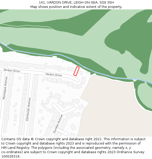 141, VARDON DRIVE, LEIGH-ON-SEA, SS9 3SH: Location map and indicative extent of plot