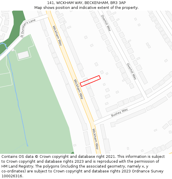 141, WICKHAM WAY, BECKENHAM, BR3 3AP: Location map and indicative extent of plot