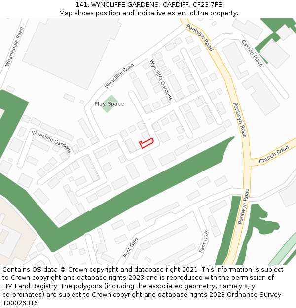 141, WYNCLIFFE GARDENS, CARDIFF, CF23 7FB: Location map and indicative extent of plot