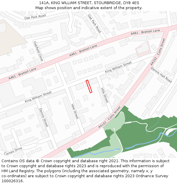 141A, KING WILLIAM STREET, STOURBRIDGE, DY8 4ES: Location map and indicative extent of plot