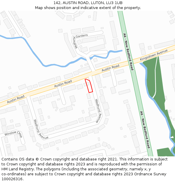 142, AUSTIN ROAD, LUTON, LU3 1UB: Location map and indicative extent of plot