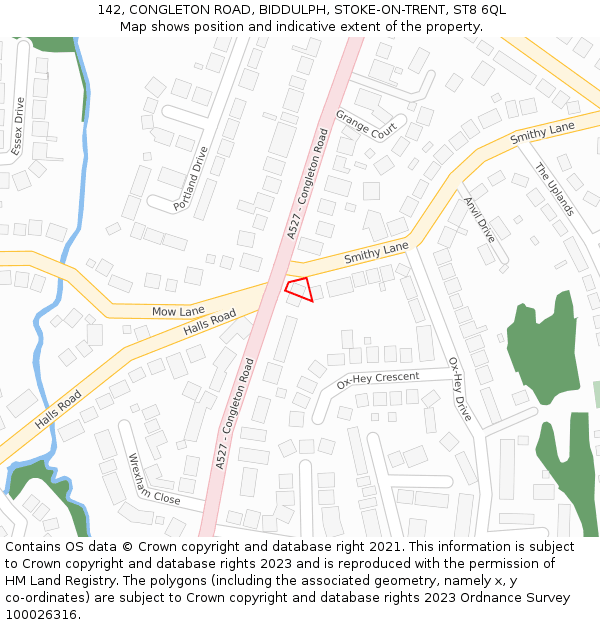 142, CONGLETON ROAD, BIDDULPH, STOKE-ON-TRENT, ST8 6QL: Location map and indicative extent of plot