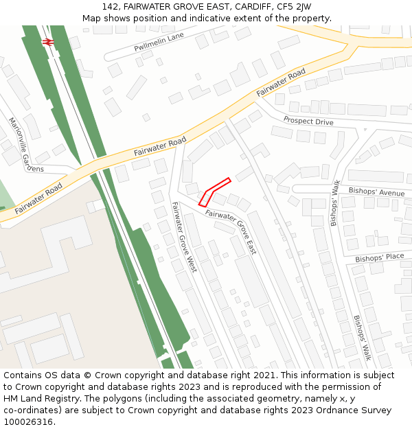 142, FAIRWATER GROVE EAST, CARDIFF, CF5 2JW: Location map and indicative extent of plot