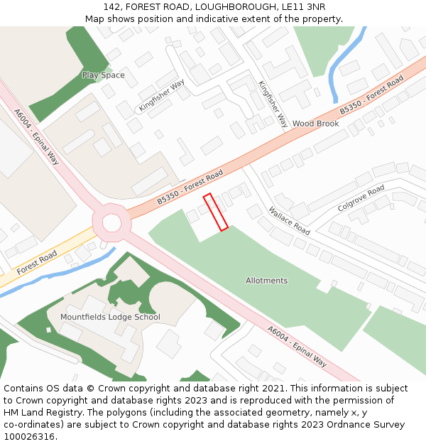 142, FOREST ROAD, LOUGHBOROUGH, LE11 3NR: Location map and indicative extent of plot