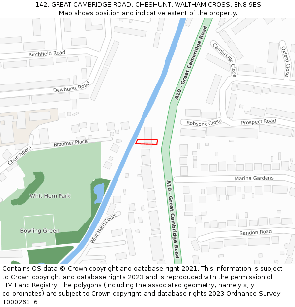 142, GREAT CAMBRIDGE ROAD, CHESHUNT, WALTHAM CROSS, EN8 9ES: Location map and indicative extent of plot