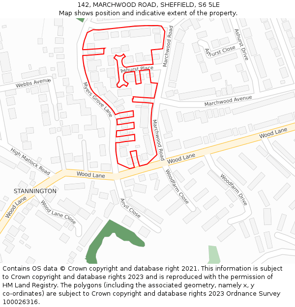 142, MARCHWOOD ROAD, SHEFFIELD, S6 5LE: Location map and indicative extent of plot