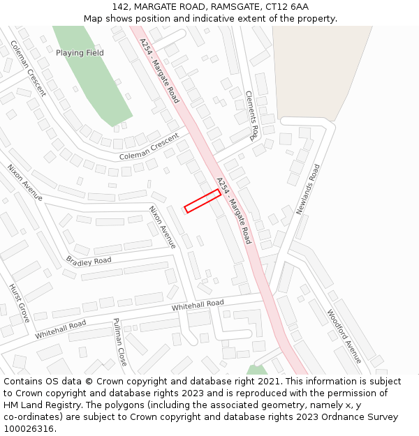 142, MARGATE ROAD, RAMSGATE, CT12 6AA: Location map and indicative extent of plot