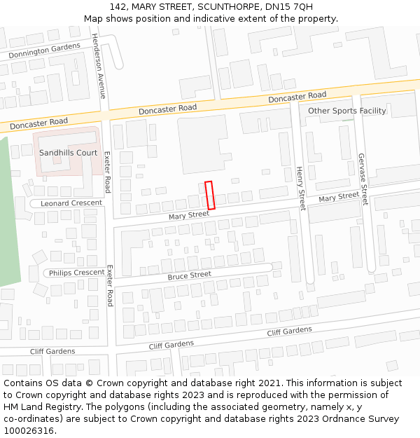 142, MARY STREET, SCUNTHORPE, DN15 7QH: Location map and indicative extent of plot