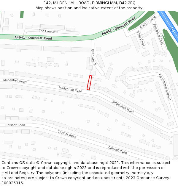 142, MILDENHALL ROAD, BIRMINGHAM, B42 2PQ: Location map and indicative extent of plot