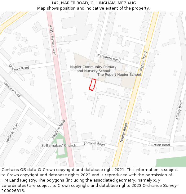 142, NAPIER ROAD, GILLINGHAM, ME7 4HG: Location map and indicative extent of plot