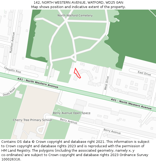 142, NORTH WESTERN AVENUE, WATFORD, WD25 0AN: Location map and indicative extent of plot