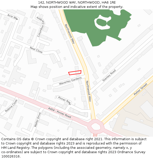 142, NORTHWOOD WAY, NORTHWOOD, HA6 1RE: Location map and indicative extent of plot