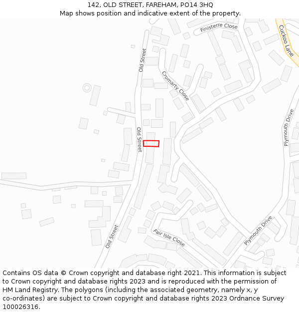 142, OLD STREET, FAREHAM, PO14 3HQ: Location map and indicative extent of plot