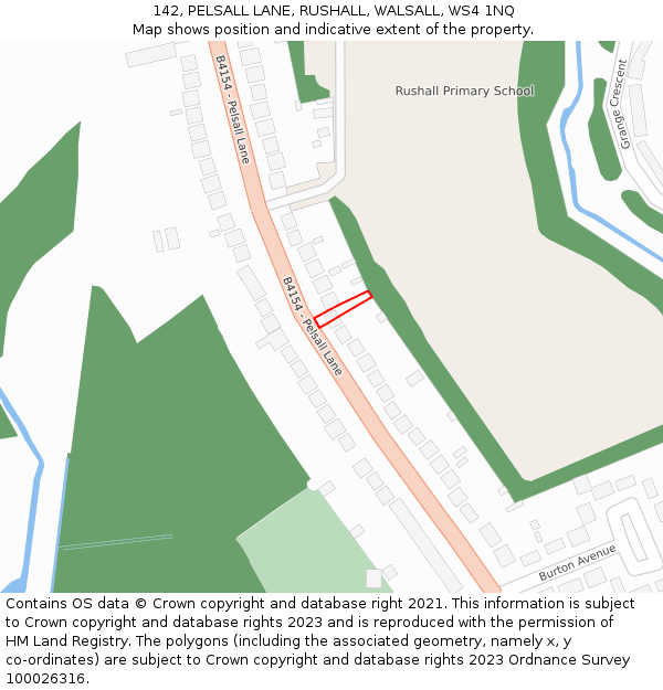 142, PELSALL LANE, RUSHALL, WALSALL, WS4 1NQ: Location map and indicative extent of plot