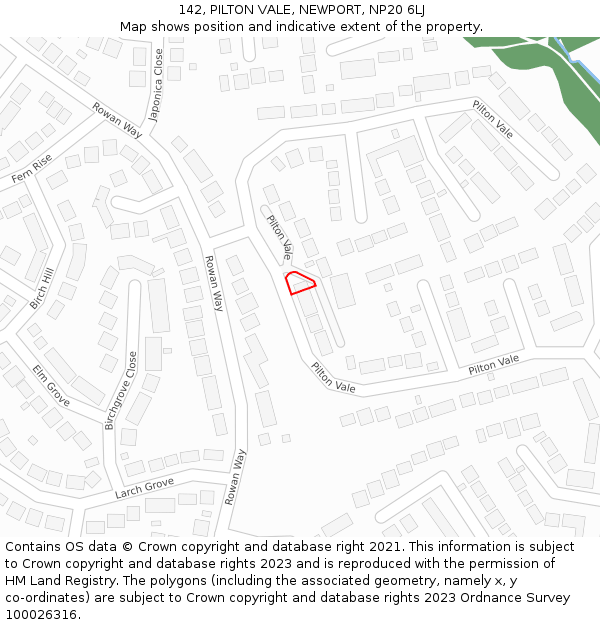 142, PILTON VALE, NEWPORT, NP20 6LJ: Location map and indicative extent of plot